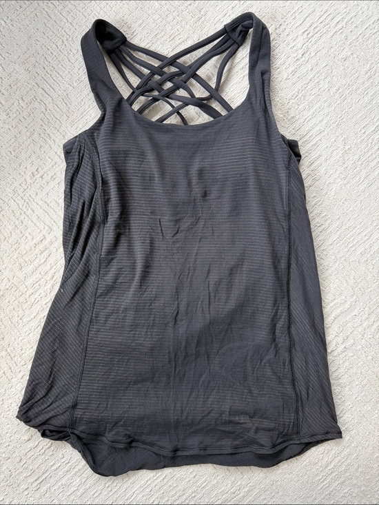 lululemon athletica Tops - lululemon athletica Black Strappy Striped Back Performance Tank